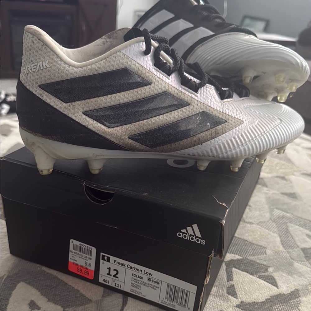Adidas Freak Carbon Low Cleats in Black and White